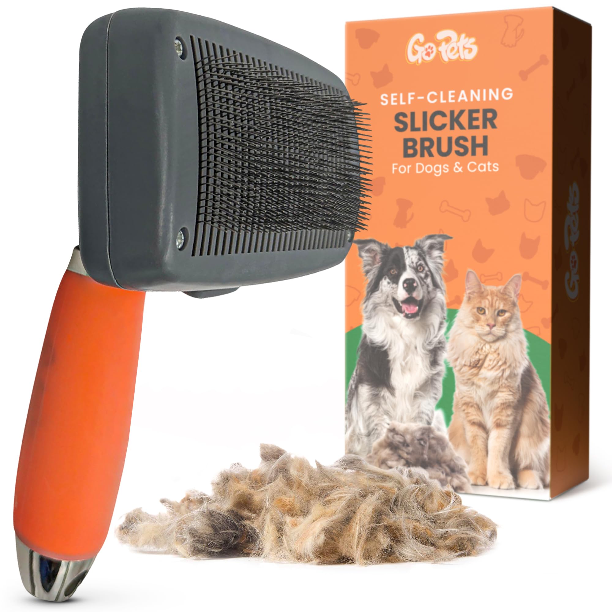 GoPets Self-Cleaning Professional Slicker Brush Grooming Comb for Dogs and Cats