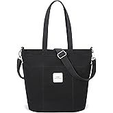 Iswee Canvas Tote Bag with Zipper Multi Pockets Tote Purse for Women Fashion Crossbody Tote Shoulder Bag Handbag Everyday Bag