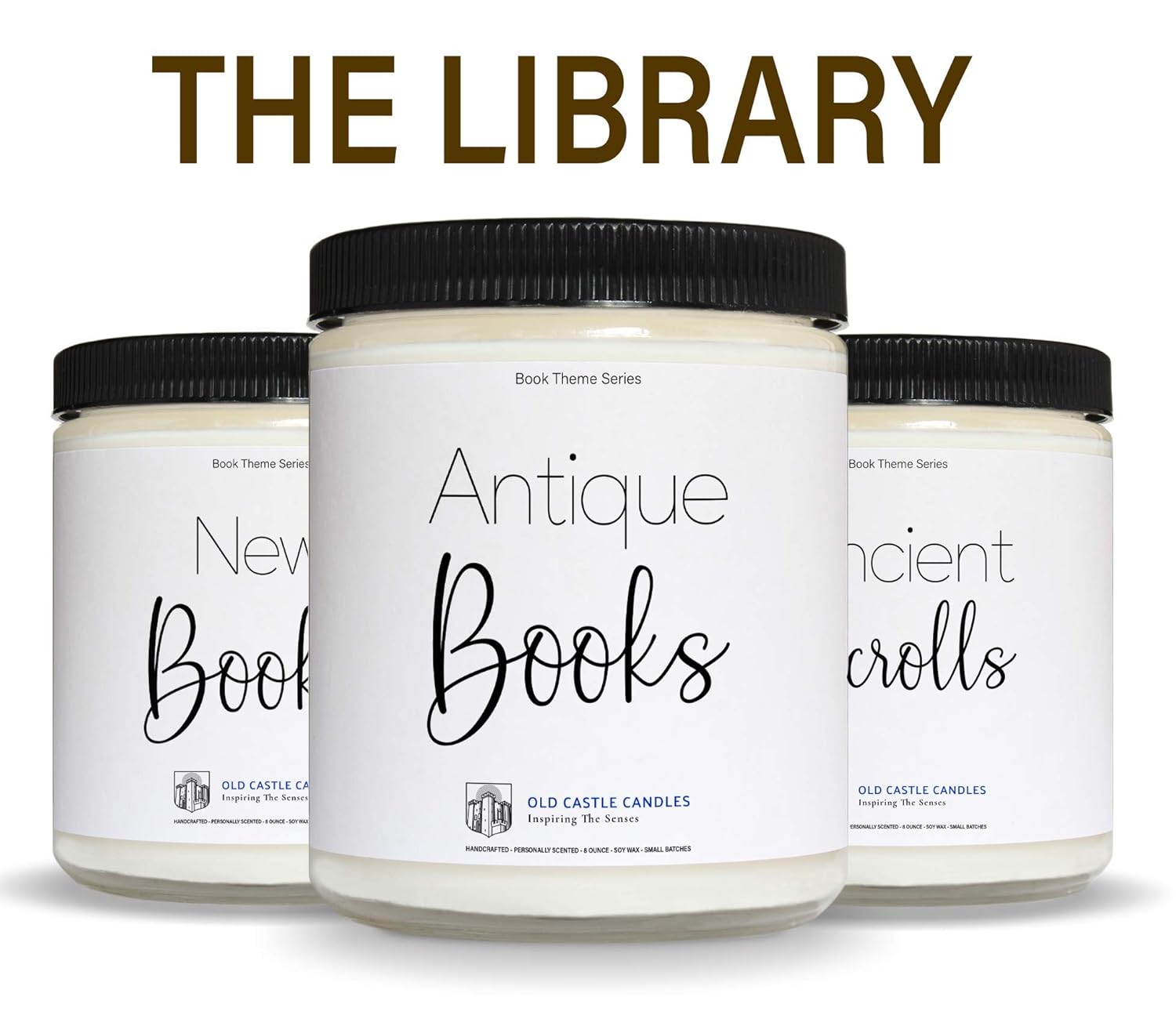 Book Candles - The Library - Literary Gift - 3, 4 ounce Candle Sets