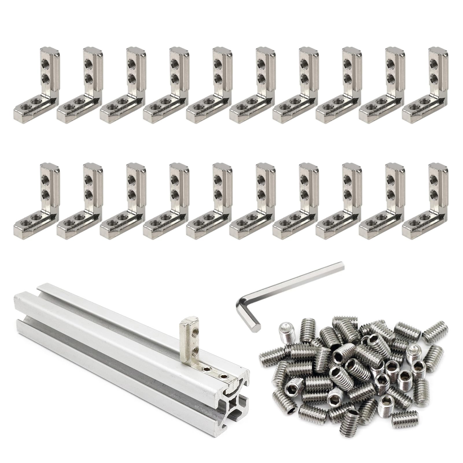 Photo 1 of 20 Pcs 1" x 1" Aluminum Extrusion Profiles 1010 Series L-Shape Interior Corner Connector Joint Bracket with Screws for 10x10 Aluminum Profile 1 Inch x 1 Inch Extrusion Profiles Rail