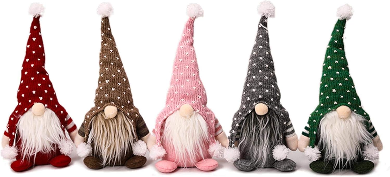 5 Pack Christmas Gnomes Plush, Handmade Swedish Faceless Santa Gnome Doll, Christmas Elf