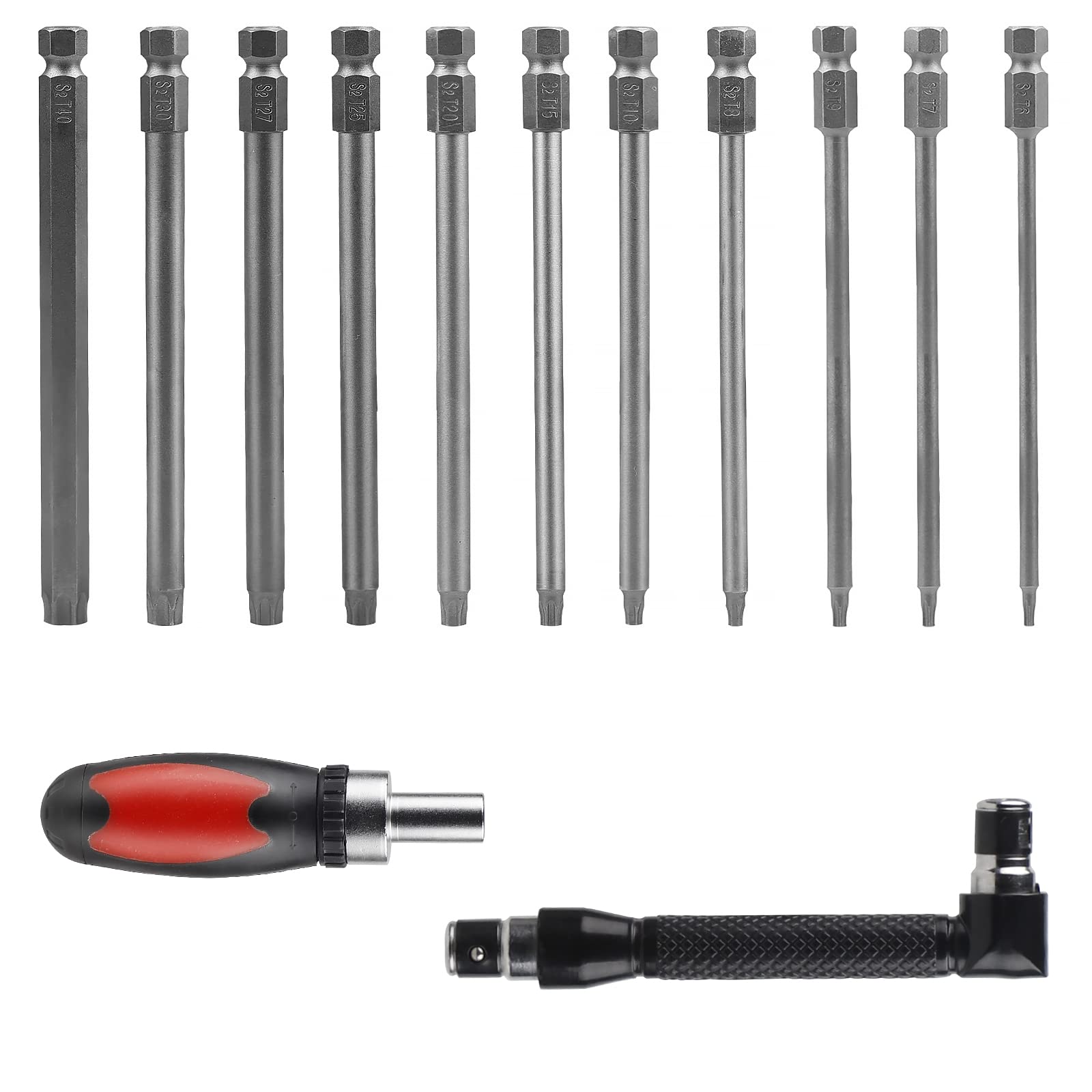 CPROSP Torx Screwdriver Set, 75 mm Long, 11-Piece, T6-T40, Magnetic, Spring Steel, Star Head