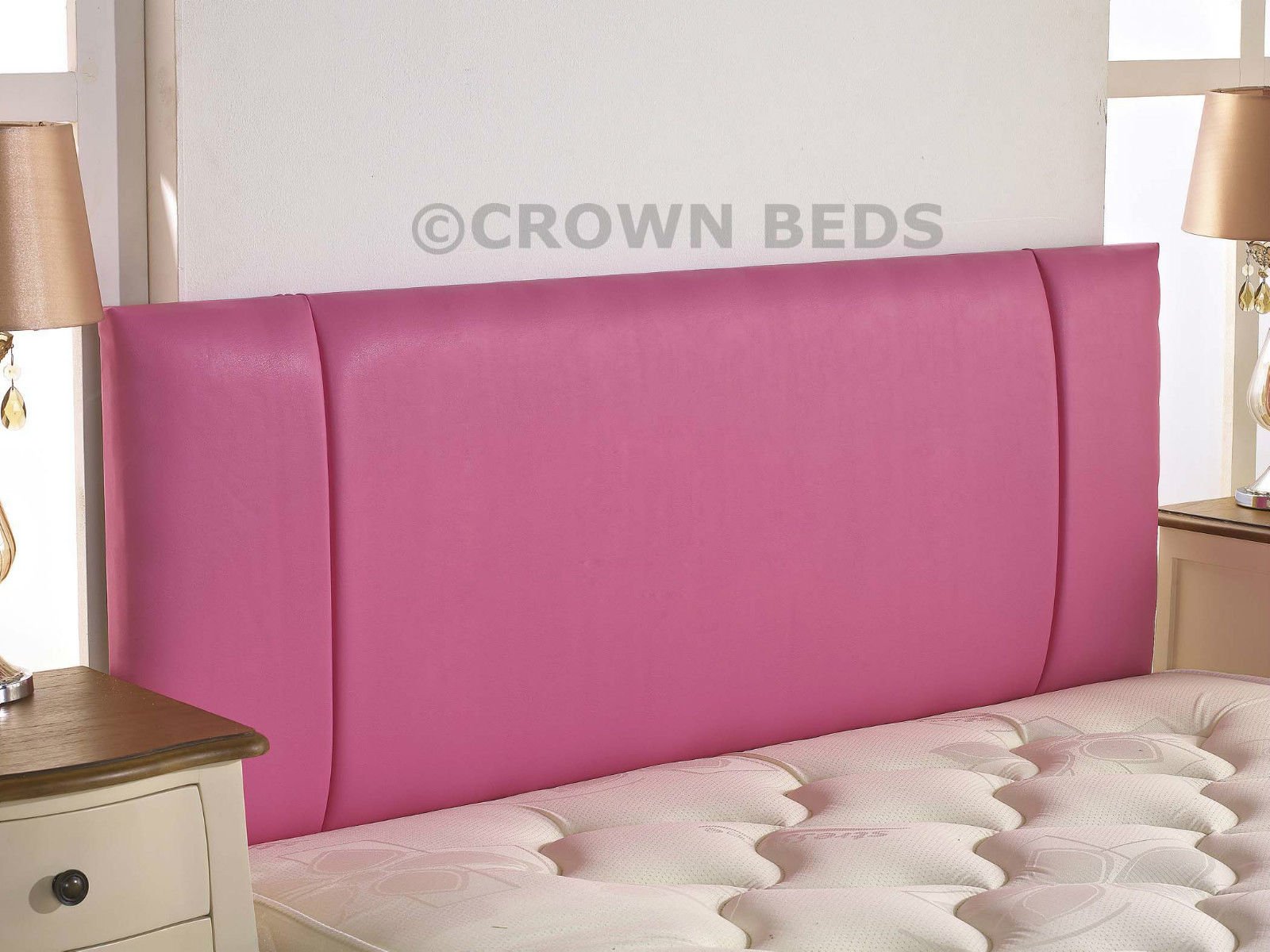 CROWNBEDSUK QUALITY FAUX LEATHER PORTOBELLO HEADBOARD 2ft6,3ft,4ft,4ft6,5ft,6ft NEW!!!!! (5ft kingsize, pink)