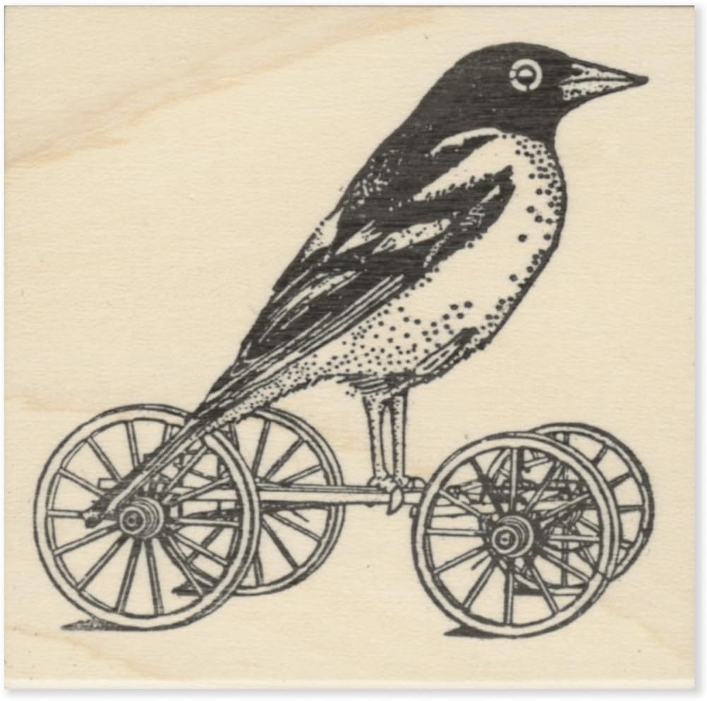 Bird on Wheels rubber stamp - Cats Life Press 1136 F