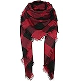 American Trends Women's Cozy Warm Winter Fall Blanket Scarf Stylish Soft Chunky Checked Giant Scarves Shawls