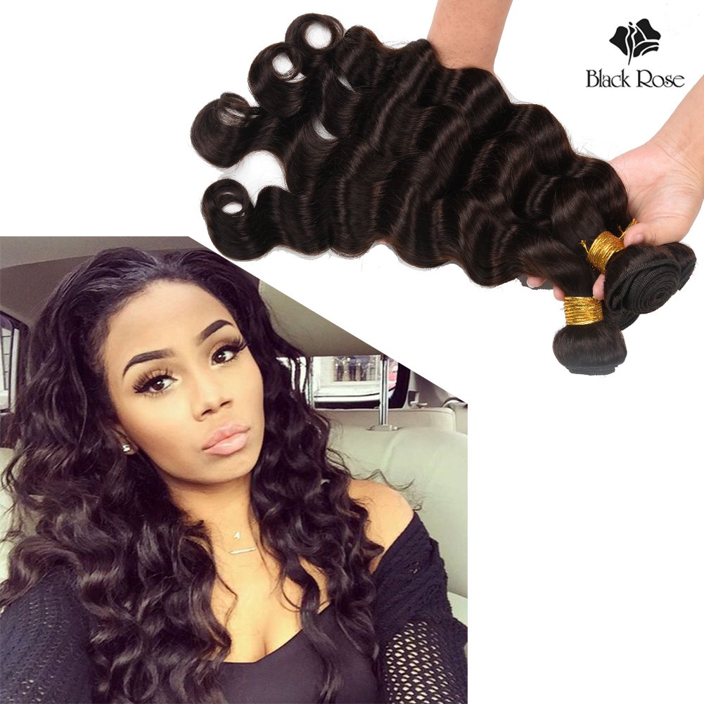 Black Rose Hair Deep Wave Hair 4 Bundles Brazilian Hair Loose Deep