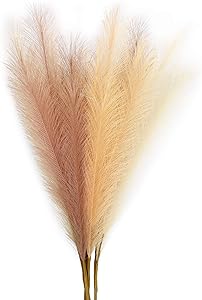 6 PCS Artificial Pampas Grass,27” Faux Reed Plumes Reed Grass Plume for Home Wedding Decor Vase Fillings and Flower Arrangement