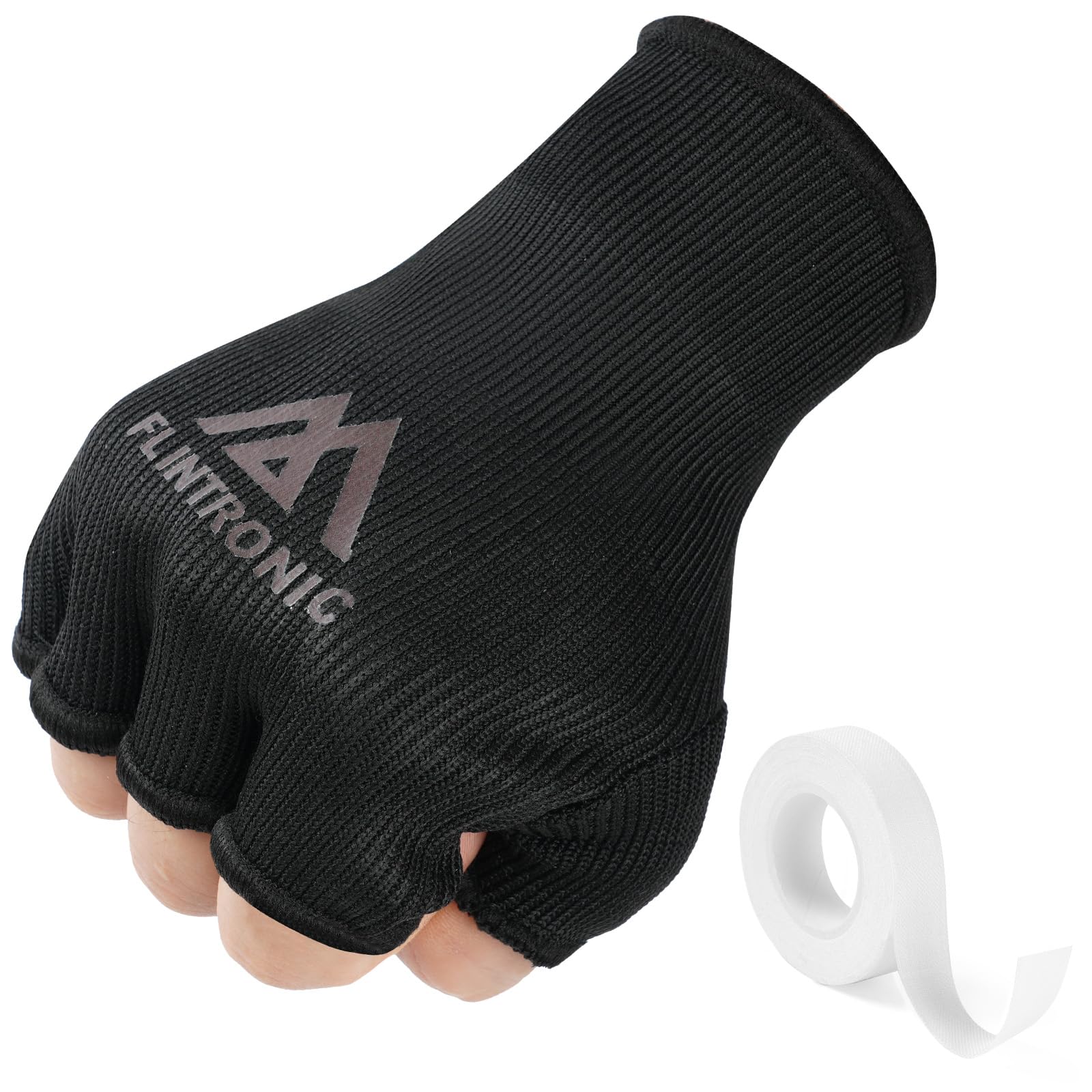 Flintronic Boxing Hand Wraps Inner Gloves, Half Finger Support, Elasticated Bandages under Mitts Fist Protection, Great for MMA, Muay Thai, Kickboxing Martial Arts, Training & Combat Sports, M