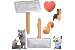 DAZZLEIMART Wool Carders Needle Felting Brush, Hand Carders for Wool, Craft Wool Needle Felting Tools with Solid Wood Handle, Slicker Brush for Dogs, Spinning and Weaving, for Craft Felt Project (Silver)