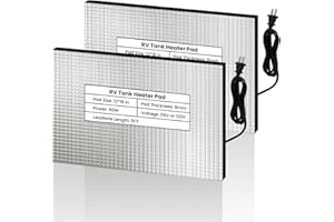 XPORTION 12" x 18" 2PCS RV Tank Heater Pad Kit,110V RV Holding Tank Heater Pad with Thermostat,for 50 Gallons Fresh/Grey/Black Holding Water Tanks
