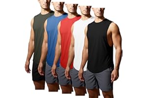 GYM REVOLUTION Men's 5 Pack Workout Fitness Tank Tops Muscle Gym Sleeveless Shirts