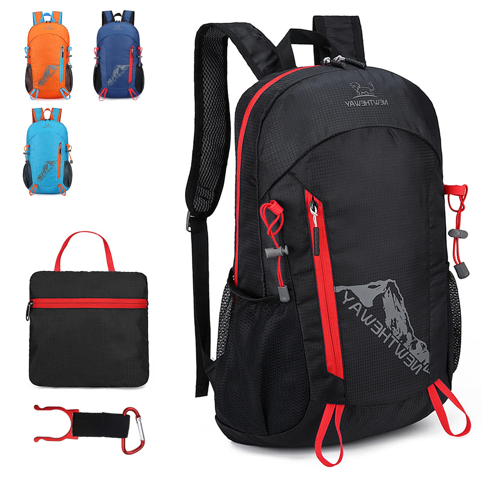 Lywencom Hiking Backpack,20L Sports Lightweight Folding Waterproof Ultra-Light Backpack Suitable For Outdoor Camping Picnic (black)