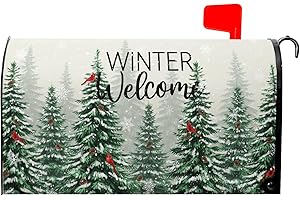 HAROONI Winter Welcome Mailbox Covers Magnetic Standard Size 21x18, Winter Cardinal Birds Decoration Mailbox Wraps Nature Snowy Forest Post Letter Box Cover for Home Garden Outdoor Yard