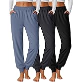 Oakgarden 3 Pack Women's Joggers Pants, Cozy High Waist Sweatpants Tapered Drawstring Yoga Casual Lounge Pants with Pockets