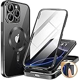 BERFY Magnetic for iPhone 16 Pro Max Case, Compatible with MagSafe, [Built-in 9H Tempered Glass Screen Protector & Upgraded Camera Protection]Full Body Plating Phone case for 16 Pro Max,Titanium Black