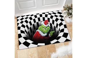 casapre Illusion Doormat,Christmas Non-Slip Visual Door Mat,for Christmas Indoor Outdoor Home Party (Black 50X80CM)