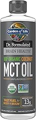 Garden of Life Dr. Formulated Brain Health 100% Organic Coconut MCT Oil 16 fl oz Unflavored, 13g MCTs, Body & Brain Fuel, Cer