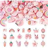 Craftdady Colorful Animal Food Fruit Pattern Resin Pendants Opaque Cute Cartoon Pendant Charms Dangle Charms Hang Ornaments for DIY Craft Necklace Bracelet Earring Keychain Jewelry Making Decor