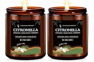 FF FRAGRFLOWING Citronella Candles, Indoor Outdoor Lemongrass Scented Candles，Natural Soy Wax Jar Candle, 100-Hour Burn Time, 7 oz (2 Pack)