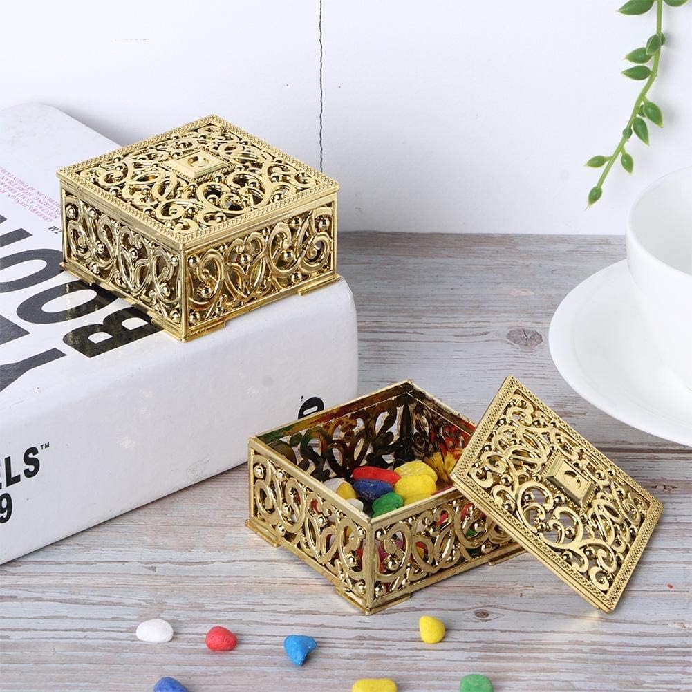 HERCHR 12Pcs Wedding Favours Party Favour Box,Gold Weddingfavour Square Partyfavour Boxes Small Gold Partytreat for Birthday Baby Shower Christmas Party, 2.2x2.2x1.2inch