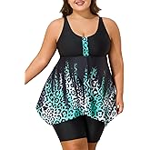 Summer Mae Plus Size Swimsuit Tankini for Women Two Piece Bathing Suit Flowy 2025 Rash Guard Swimwear with Capris Shorts