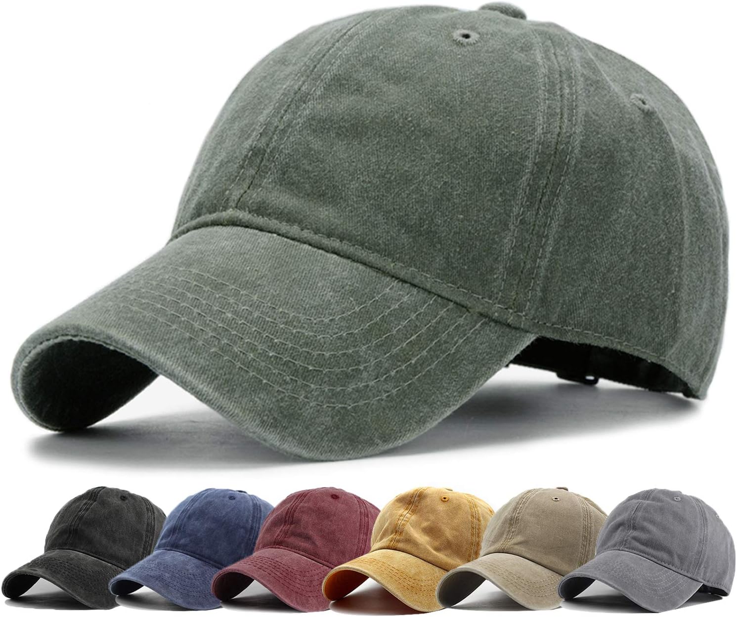 HH HOFNEN Men Women Washed Twill Cotton Baseball Cap Vintage Adjustable Dad Hat