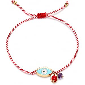 Buddha Stones Adjustable Evil Eye Red String Bracelet for Men Women Teen | Dainty Red Bracelet with Evil Eye Charm for Protec