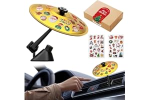 HYTWEDO Car Cymbal Air Vent, Mini Drum Crash Cymbal Clip with Stick & Christmas Stickers, Funny Musical Car Interior Accessory, Creative Holiday Gift for Drummers & Music Lovers (Gold)
