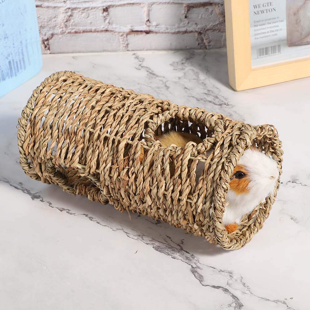 Jeanoko Summer Breathable Hamster Tunnel Bite Resistance Exercise Tube Chew Toy Grass Pet Nest House Accessory for Hamster Chinchilla Squirrels
