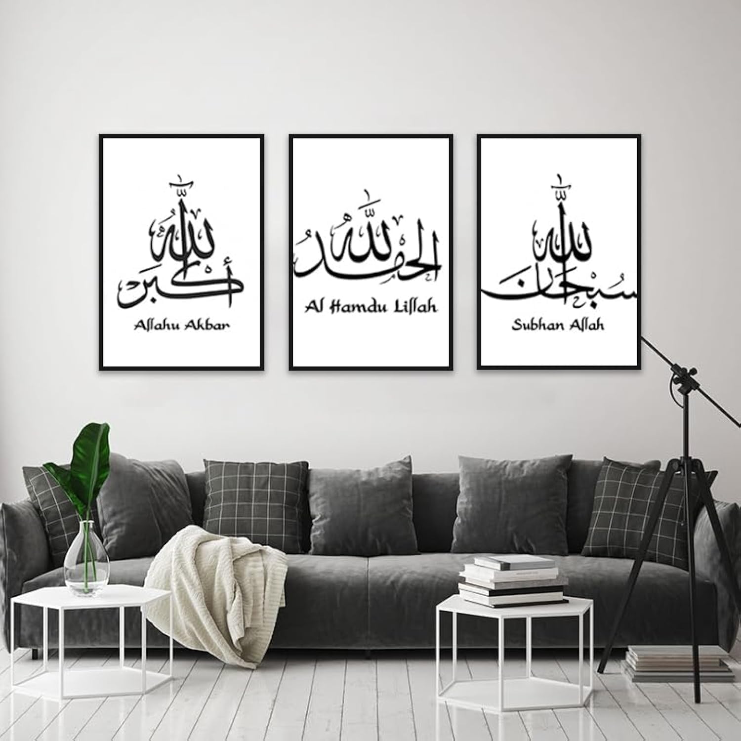 QPLGTU Islamic Art Set: Marble Canvas Posters, Arabic Wall Canvas Art, Living Room & Bedroom Decoration, Frameless (Style 1, 60x90cm x 3)