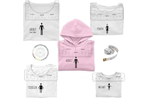 FINFINLIFE Tshirt Ruler-7Pcs, Tshirt Ruler Guide for Vinyl, Shirt Alignment, T Shirt Rulers to Center Designs, Transparent Tee Ruler for Infant Toddler Youth Adult, Low Collar,Pearl Pins