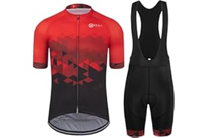 GCRFL Men's Cycling Jersey Set Road Bike Shorts Sleeves Jersey Zipper Pokcet Bib Shorts with Padded, Cycling Clothing kit Men