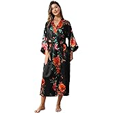 Women's Satin Kimono Robe Floral Long Silky Robes Bridal Kimonos Bridesmaid Party Dressing Gown