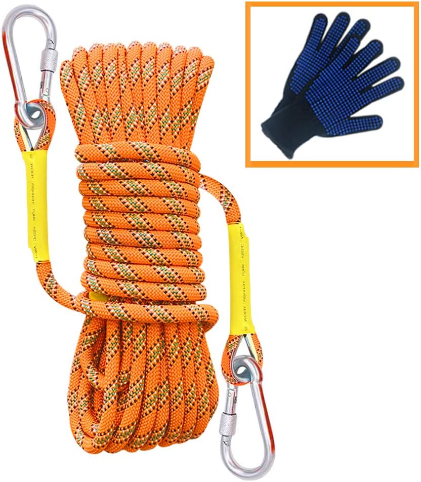 Trsmima Outdoor Climbing Rope, 8MM Diameter Static Rock Climbing Rope 10M(32ft) 20M(64ft) 30M (96ft) Tree Climbing Rappelling Rope with Safety Working Gloves, Escape Rope Fire Rescue Parachute Rope : Sports & Outdoors