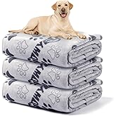 Gowyeg Soft Dog Blankets for Large Dogs & Cat Flannel Blanket Washable, 1 Pack 3 Premium Pet Mat Throw Cover for Kennel Crate Bed, Cute Paw Pattern,Gifts Puppy Essentials,41x31 inch,Grey