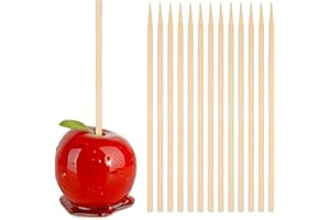HAKSEN Wooden Candy Apple Sticks, 6 inch Birch Caramel Apple Cotton Sticks Semi Pointed Lollipop Skewer for BBQ Corn Dog Fruit Chocolate Fountain Appetizers