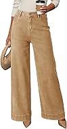 DOKOTOO Women's Casual High Waisted Jeans Stretch Button Wide Leg Loose Denim Pants with Pockets