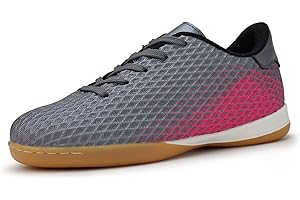 Hawkwell Unisex-Child Athletic Lace Up Boys Girls Firm Ground Indoor Trainer Soccer Shoe