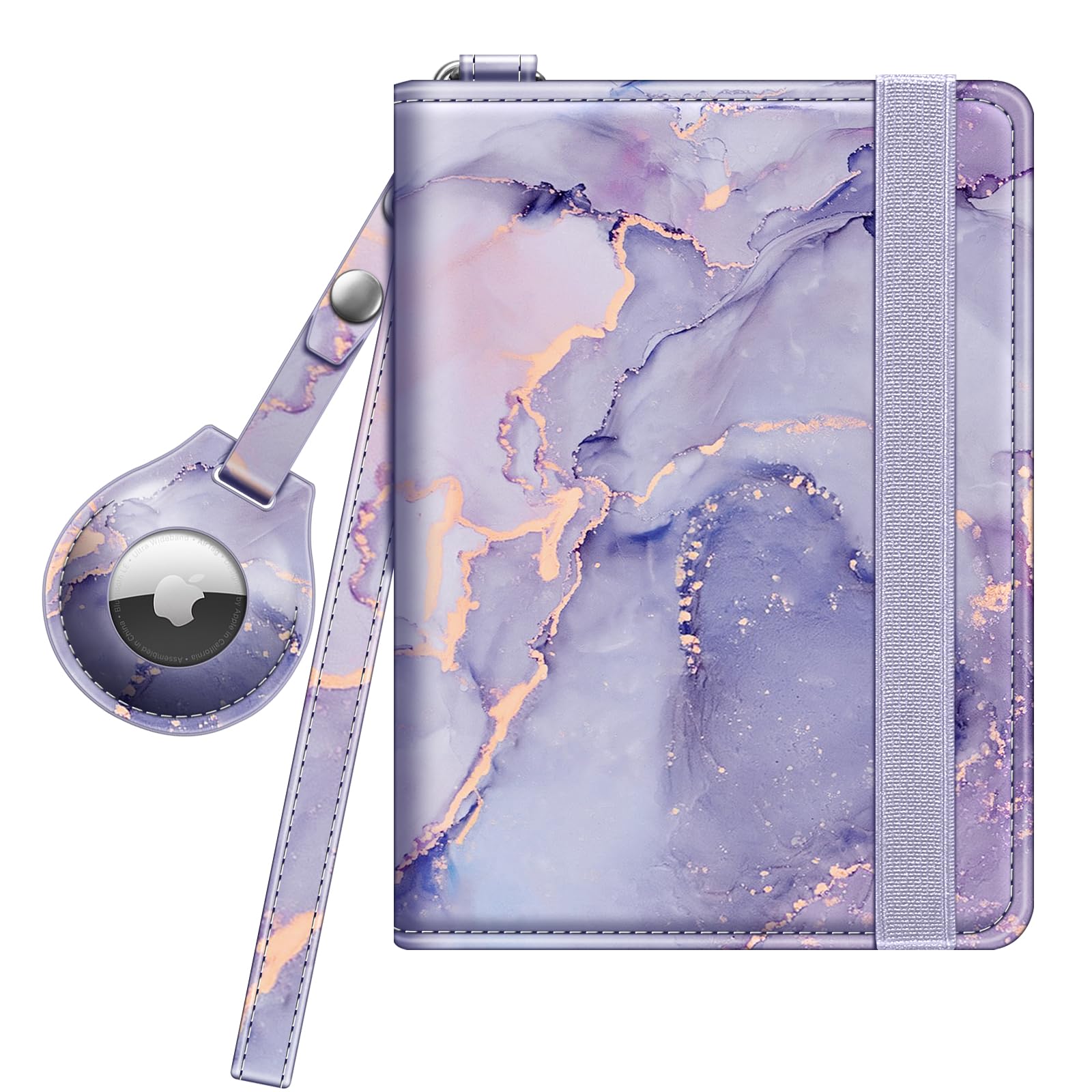 FINTIE Passport Holder with Airtag Holder, Slim Travel Wallet RFID Blocking Passport Cover Protector Essentials with Credit Card Slots for Women/Men