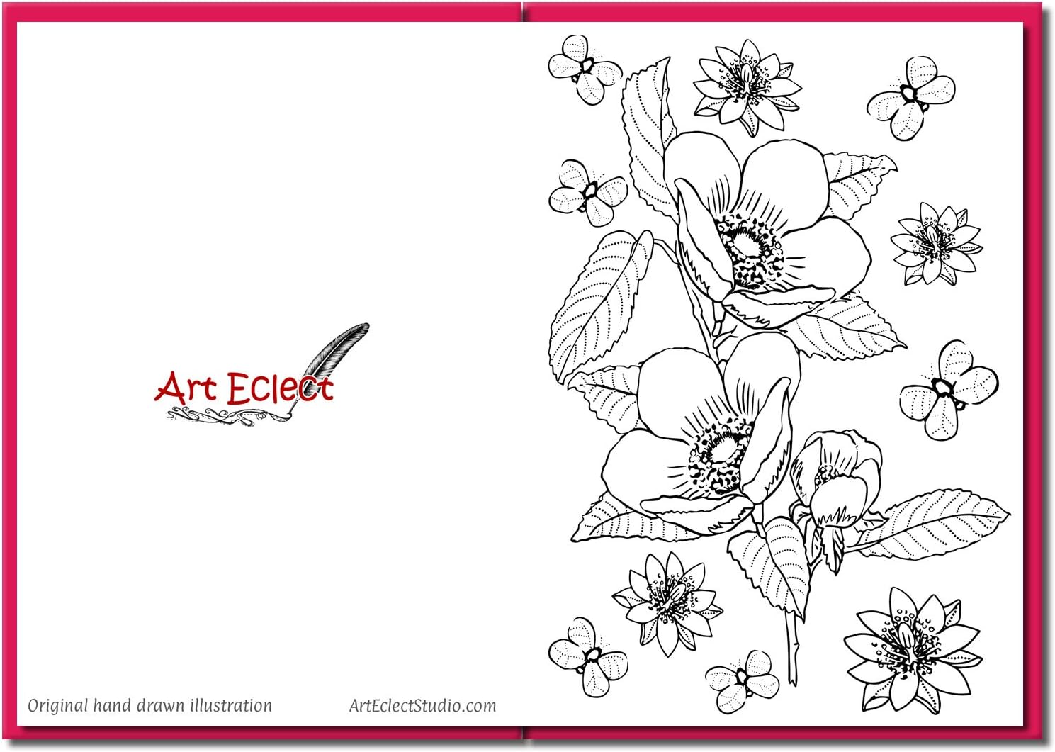 Art Eclect Adult Flower Cards to Colour in for Birthdays Anniversary, Thank You and Sympathy Notes - Image 5