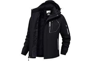 QPNGRP Men's Ski Jacket Waterproof Insulated Winter Coat 5 Zipper Pockets