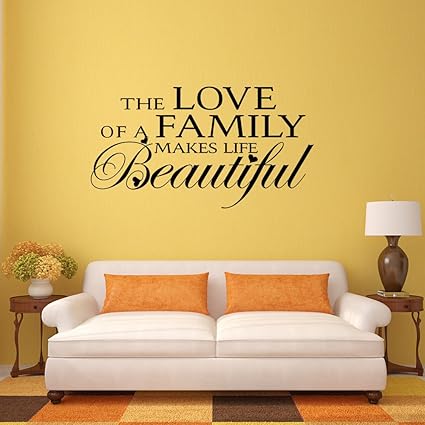 Wallsup L Amour D Une Famille Rend La Vie Belle Citation Amour Famille Autocollant Mural En Vinyle Art Autocollant Vinyle Personnalise 32 X58 Amazon Fr Cuisine Maison