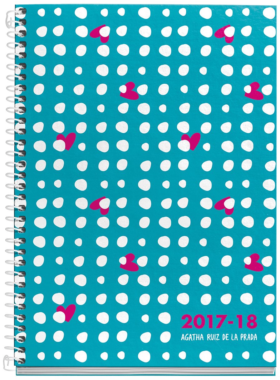 Agatha Ruiz De La Prada 273001 – Plus School Diary, 155 x 215 mm, Week to View, Cat Rain Spots Design