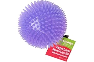 Gnawsome 4.5” Spiky Squeak & Light Ball Dog Toy - Extra Large, Cleans teeth and Promotes Dental and Gum Health for Your Pet, Colors will vary, All Breed Sizes