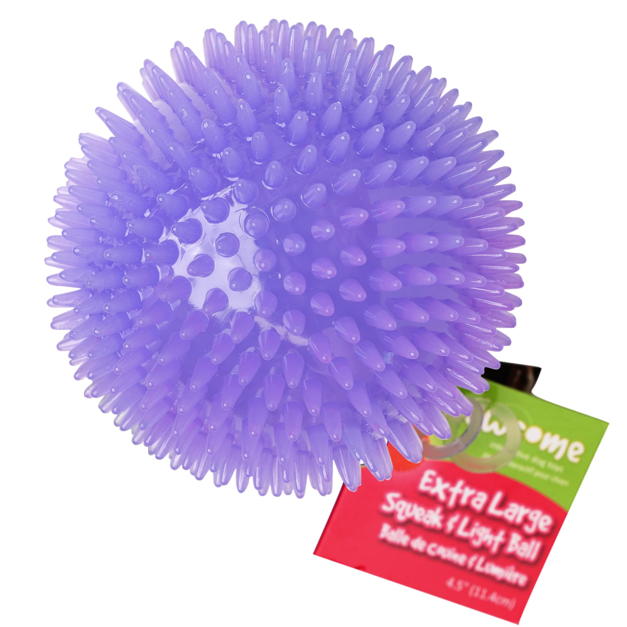 Gnawsome 4.5” Spiky Squeak & Light Ball Dog Toy - Extra Large, Cleans teeth and Promotes Dental and Gum Health for Your Pet, Colors will vary, All Breed Sizes