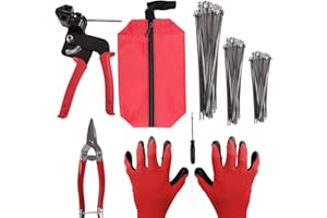 ASENENAELE 155PCS Stainless Steel Cable Tie Gun Kit Adjustable Self Locking Metal Zip Ties Tensioning and Cutting Tool for Fe