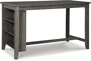 Signature Design by Ashley Caitbrook Rustic Counter Height Dining Table with Storage, Dark Gray