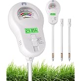 Vlantro 6-in-1 Soil Moisture Meter with 3 Probes, PH/Sunlight/Soil Moisture/Fertility with 3 Removable Probe, Digital Air Temp/Humidity, Soil Tester for Garden, Lawn, Indoor and Outdoor Plants