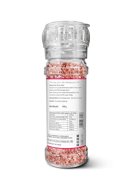 LUNN PINK ROCK SALT | 4.24 OZ (120 GM) | WITH GLASS GRINDER.