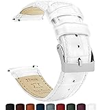 BARTON WATCH BANDS, 23mm White - Alligator Grain